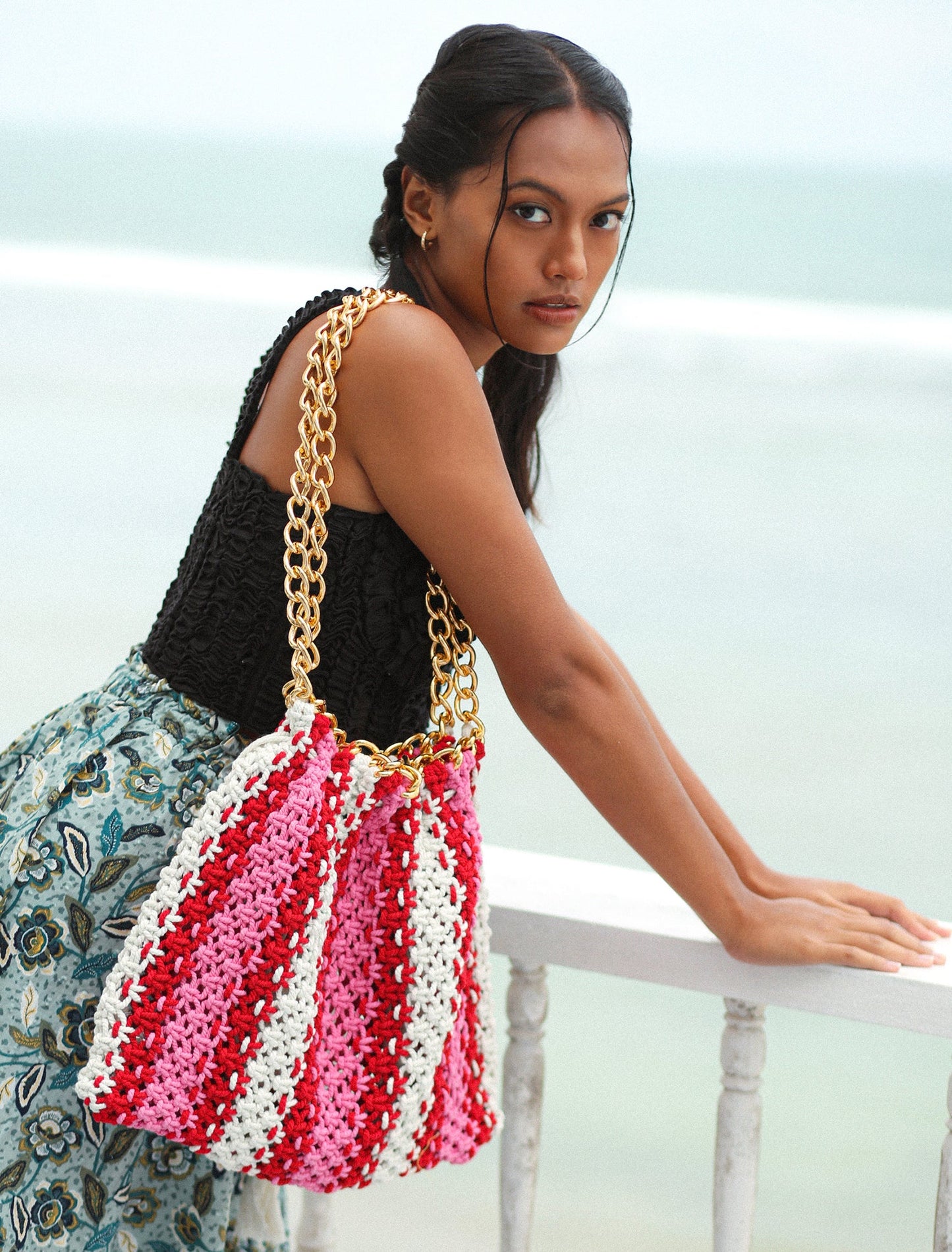 South Bali beach bag in Pink & Red