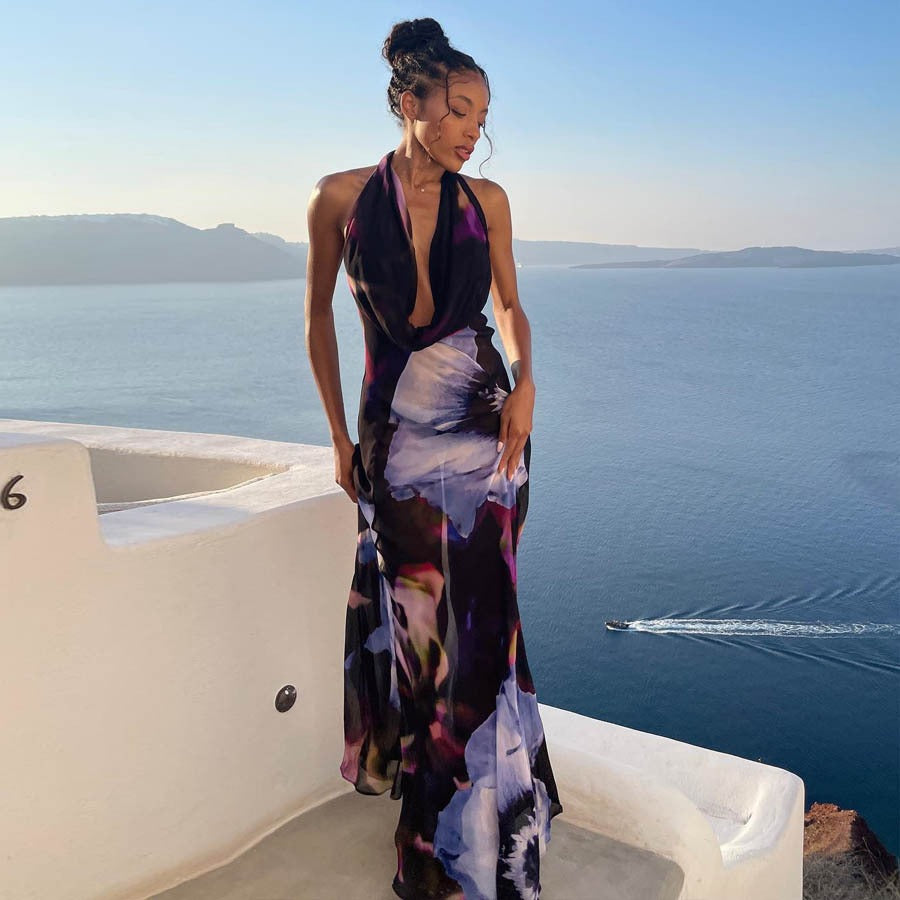 Santorini Greece elegant night gown dress